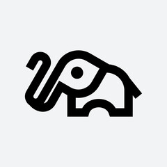elephant simple line icon logo vector design, modern logo pictogram design of big mammoth