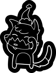 cartoon icon of a fox wearing santa hat