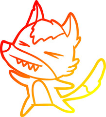 warm gradient line drawing angry wolf cartoon