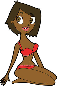 recommend clip art: cartoon pretty woman in underwear