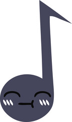 flat color retro cartoon musical note