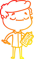 warm gradient line drawing cartoon peaceful man