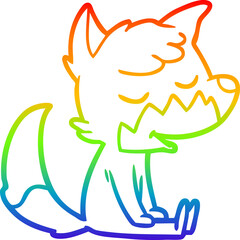rainbow gradient line drawing friendly cartoon sitting fox