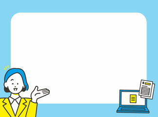 オンライン請求書をアナウンスする女性