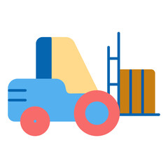 Wheel loader with box - icon, illustration on white background, flat color style