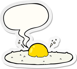 cartoon fried egg and speech bubble sticker