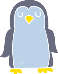 flat color illustration of a cartoon penguin