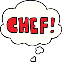 cartoon word chef and thought bubble