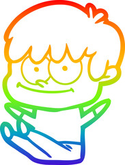 rainbow gradient line drawing happy cartoon man
