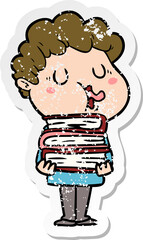 distressed sticker of a cartoon man singing