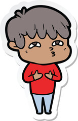 sticker of a cartoon curious man