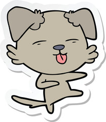sticker of a cartoon dog dancing
