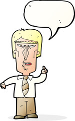cartoon grumpy boss with speech bubble