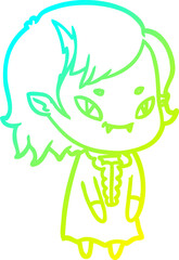cold gradient line drawing cartoon friendly vampire girl