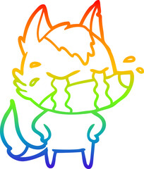 rainbow gradient line drawing cartoon crying wolf