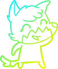 cold gradient line drawing happy cartoon fox