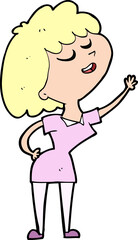 cartoon happy woman about to speak