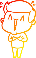 warm gradient line drawing cartoon happy man