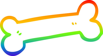 rainbow gradient line drawing cartoon bone