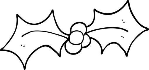 Fototapeta premium line drawing cartoon xmas holly