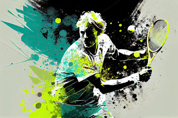 Abstract tennis player - obrazy, fototapety, plakaty