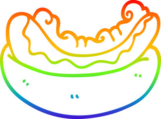 rainbow gradient line drawing cartoon hotdog