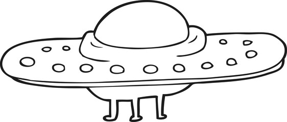 black and white cartoon flying saucer