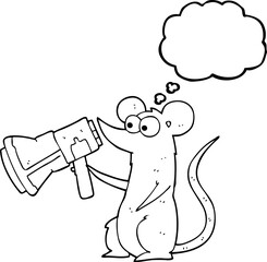 thought bubble cartoon mouse with megaphone