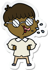 sticker of a cartoon boy wearing spectacles