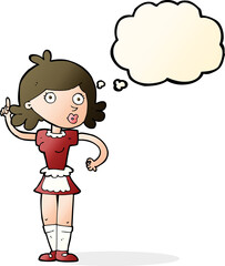 cartoon surprised maid with thought bubble