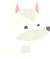 friendly flat color style cartoon wolf