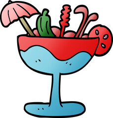 cartoon doodle tropical cocktail