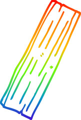 rainbow gradient line drawing cartoon plank of wood
