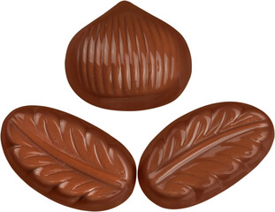 Three Chocolates Pralines - Isolated