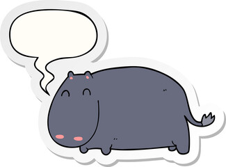 cartoon hippo and speech bubble sticker