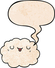 cartoon cloud and speech bubble in retro texture style