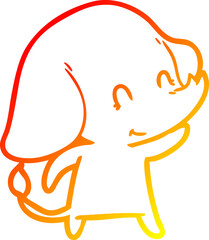 warm gradient line drawing cute cartoon elephant