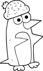 black and white cartoon penguin