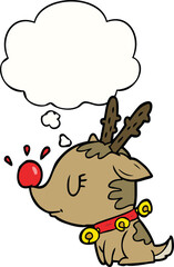 cartoon christmas reindeer and thought bubble