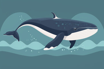 Naklejka premium Flat design illustration of a whale