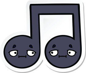 sticker of a cute cartoon musical note
