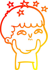 Obraz premium warm gradient line drawing cartoon amazed boy
