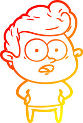 warm gradient line drawing cartoon staring man