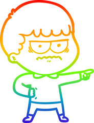 rainbow gradient line drawing cartoon happy man