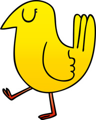 quirky gradient shaded cartoon yellow bird