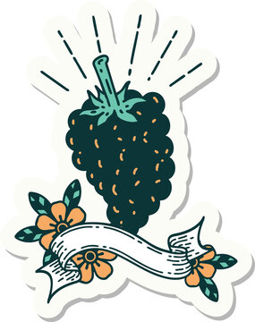 sticker of tattoo style bunch of grapes