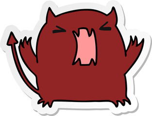 sticker cartoon of a cute kawaii devil