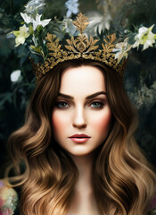 Fototapeta premium Painting of the face of a beautiful woman, Portrait of a beautiful woman.