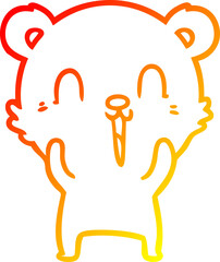 warm gradient line drawing happy cartoon bear
