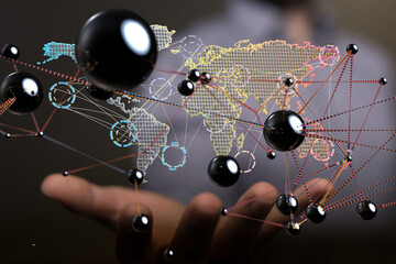 Obraz na płótnie Canvas Structure of world economy, communication network global - connection